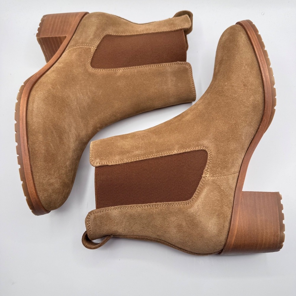 Nisolo Ana To-Go Heeled Chelsea Suede Brown Block Leather Ankle‎ Boots Women's 6 - Picture 3 of 10